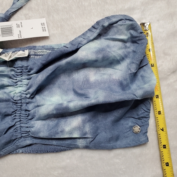 ROXY  Island Hops crop top Tie dye Halter Tank Top Sleeveless Smocked back Sz. L - Picture 8 of 11